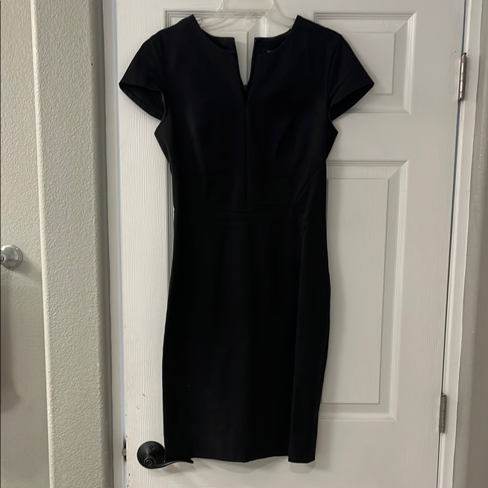 Banana Republic Black Sheath Dress with V-Neck and Flutter Cap Sleeves